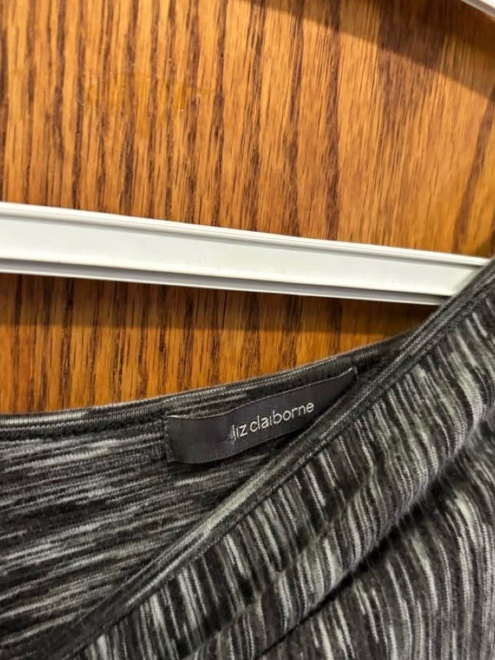 Liz Claiborne Black and Gray Marled Knit Top